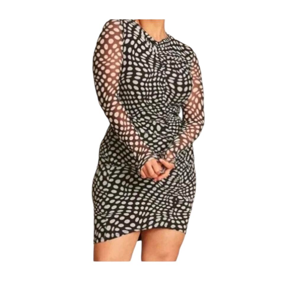 11 Honore Dress Niara Dot Print long sleeve black white size 3 (3X)